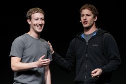 Real Mark Zuckerberg onstage with fake Mark Zuckerberg - Justin Sullivan / Getty
